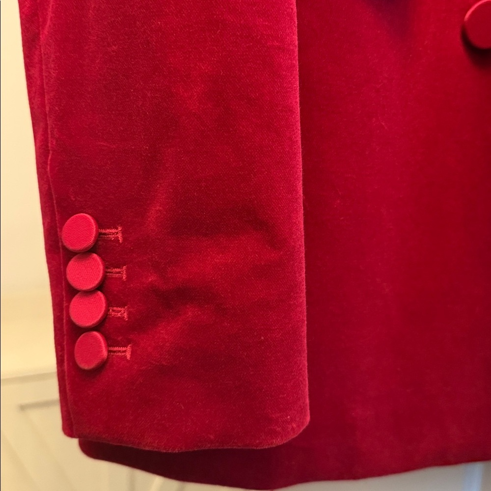 A.L.C. Red Velvet Double-Breasted Blazer & Trouser Set - Picture 4 of 6